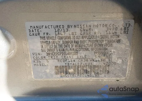 2014 Nissan Versa Note S Plus из США, поврежденный, VIN 3N1CE2CP2EL401355